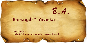 Baranyó Aranka névjegykártya